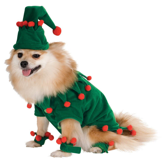 Dog Green Elf Costume with Hat