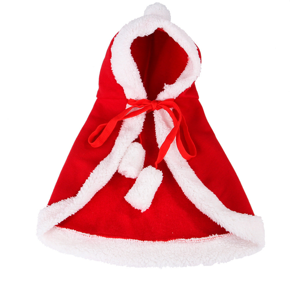 Pet Holiday Cat Costume Red Christmas Cloak