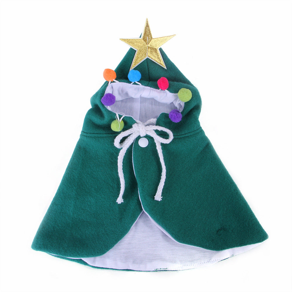 Dog Santa Tree Cloak Cat Christmas Costume with Hat